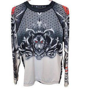 Norseman Mens XL Black White Graphic Print Long Sleeves Rash Guard Pullover